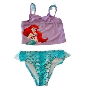 DISNEY Ariel Kids Purple and Blue Two Piece Swim Bikini | Girls 2T